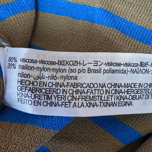 Zara Olive Green Blue Striped Scoop Neck Pullover Cropped Tank Top Size S - Picture 4 of 4